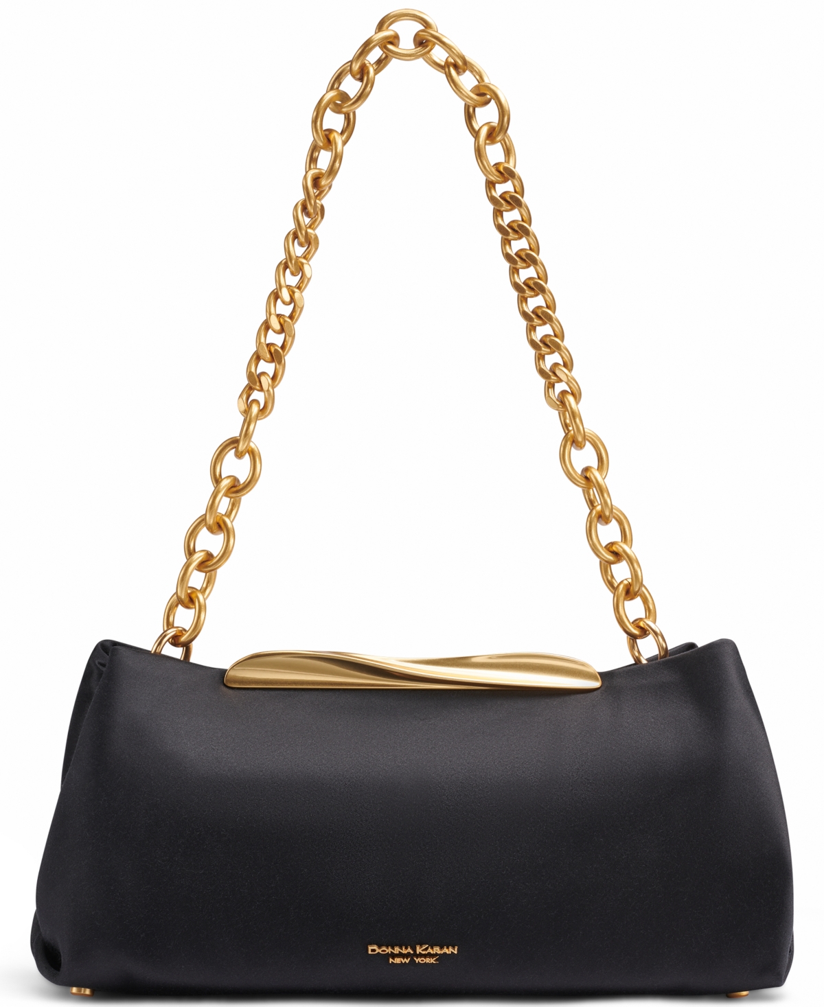 Donna Karan New York Poplin Satin Medium Clutch Shoulder Bag – Black/Gold Donna Karan New York Poplin Satin Medium Clutch Shoulder Bag – Black/Gold
