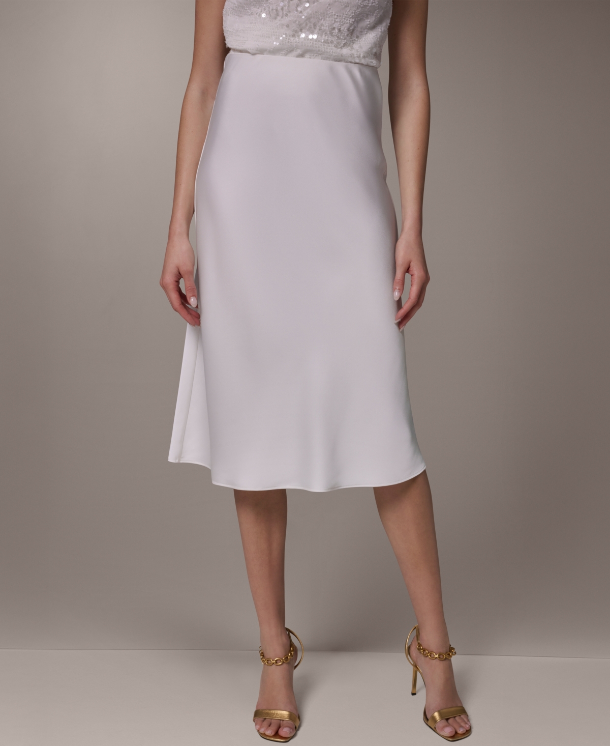 Donna Karan New York Women’s Bias Midi Skirt – Cream