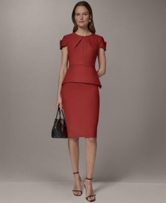 Donna Karan New York Womens Crewneck Peplum Top Pencil Midi Skirt Donna Karan New York Womens Crewneck Peplum Top Pencil Midi Skirt
