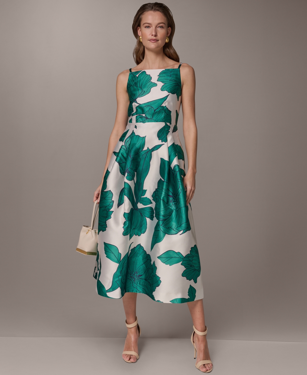 Donna Karan New York Women’s Fit & Flare Midi Dress – Cream/lawn multi Donna Karan New York Women’s Fit & Flare Midi Dress – Cream/lawn multi