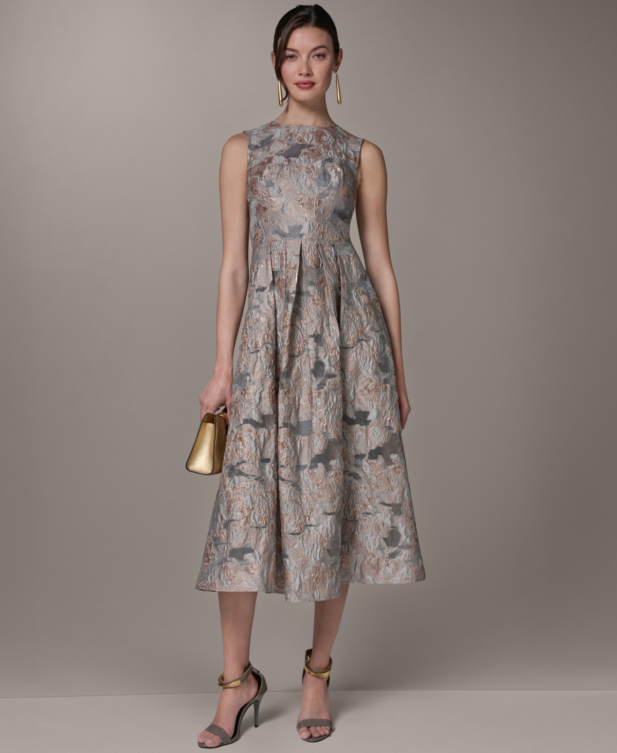 Donna Karan New York Women’s Jacquard Crew Neck Midi Fit & Flare Dress – Cream Multi Donna Karan New York Women’s Jacquard Crew Neck Midi Fit & Flare Dress – Cream Multi