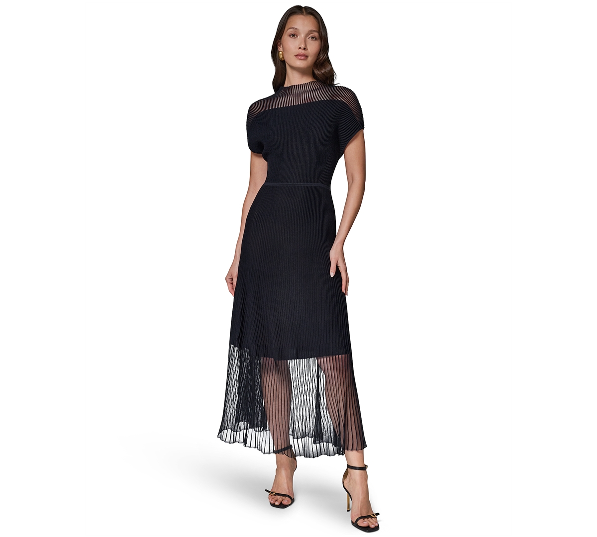 Donna Karan New York Women’s Mock Neck Midi Dress – BLACK Donna Karan New York Women’s Mock Neck Midi Dress – BLACK