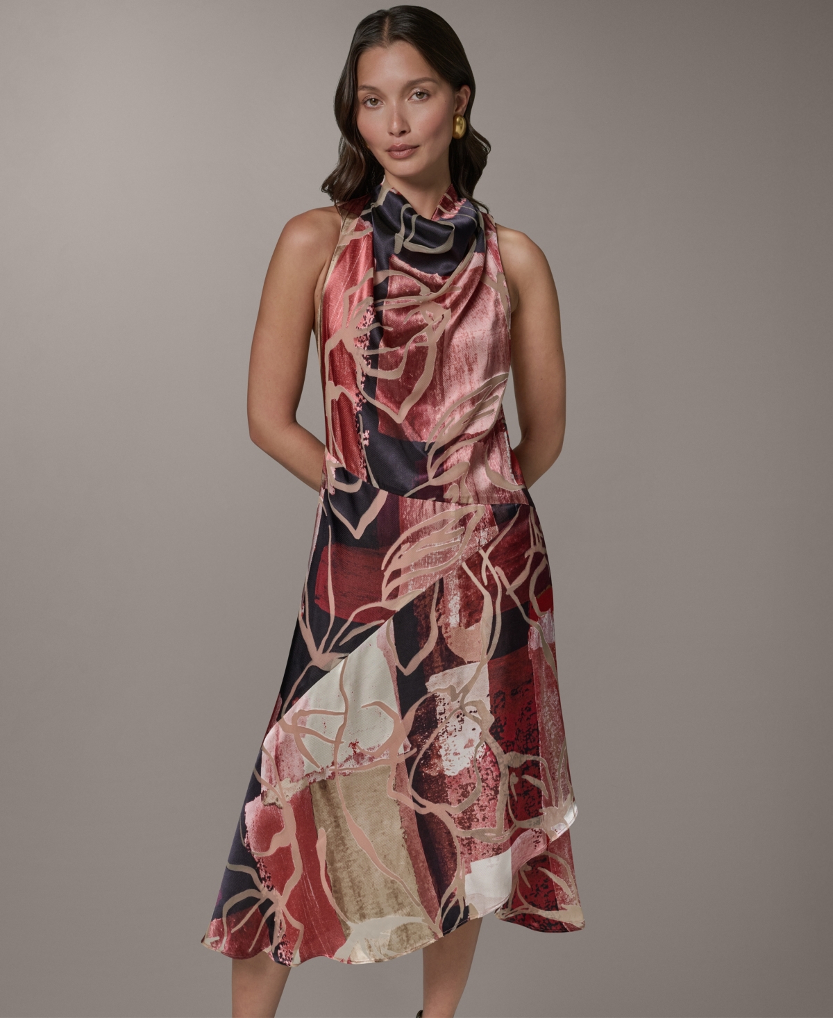 Donna Karan New York Women’s Printed Burnout High Cowl Neck Dress – Burn Out M Donna Karan New York Women’s Printed Burnout High Cowl Neck Dress – Burn Out M