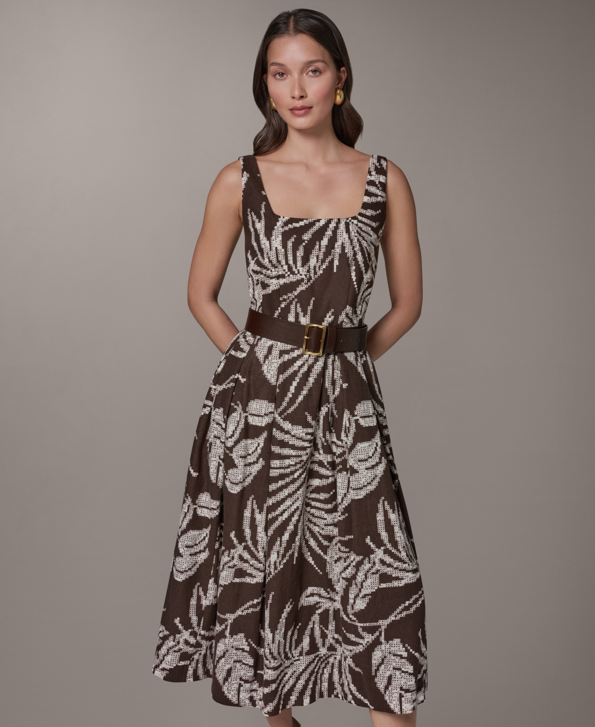 Donna Karan New York Women’s Printed Square Neck Midi Dress – Canyon Multi Donna Karan New York Women’s Printed Square Neck Midi Dress – Canyon Multi