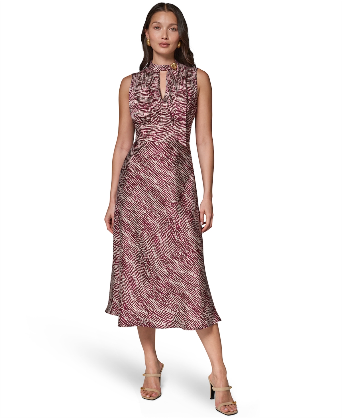 Donna Karan New York Women’s Sleeveless Printed Midi Dress – Prune multi