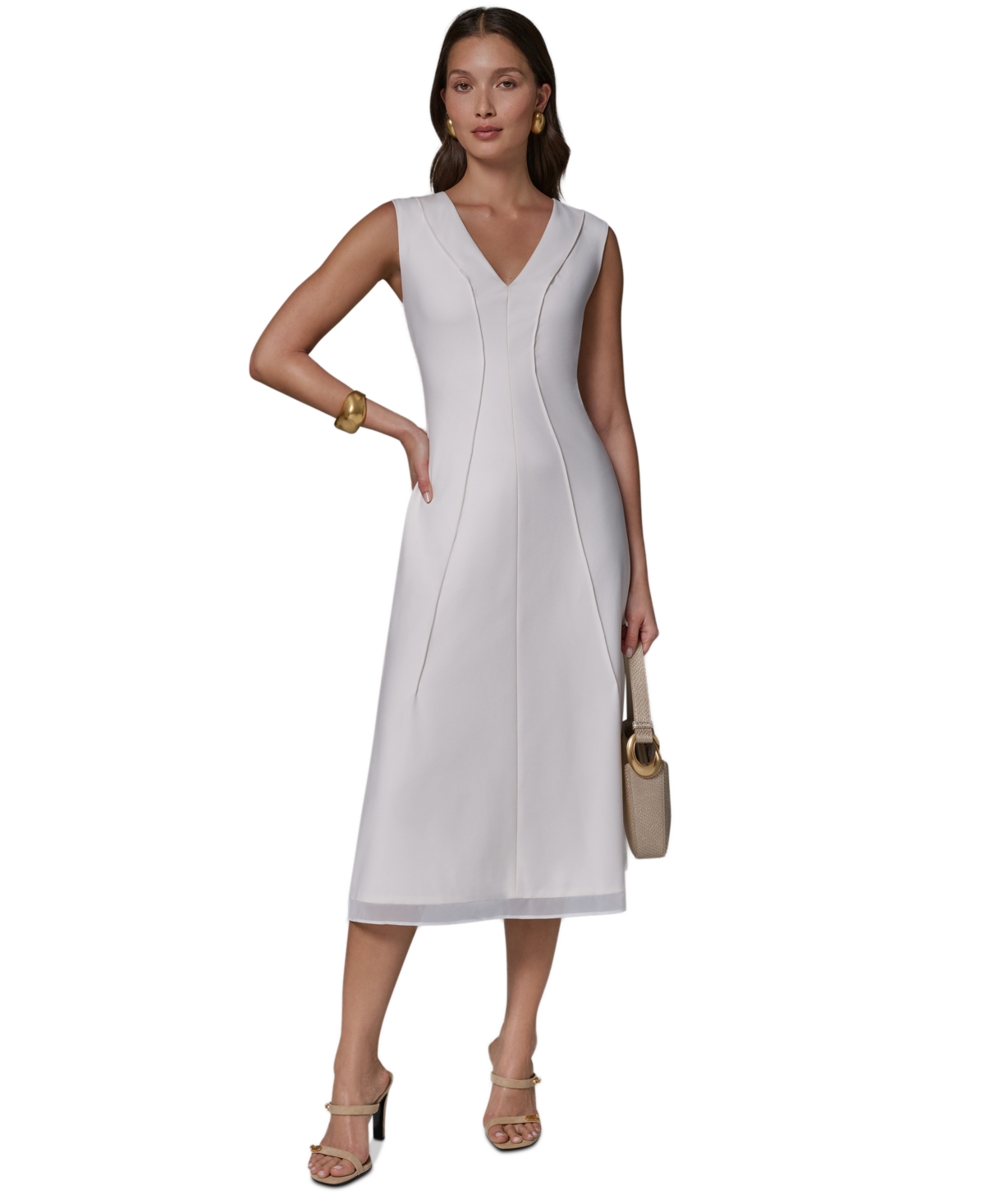 Donna Karan New York Women’s Sleeveless V-Neck Midi Dress – Black (Black) Donna Karan New York Women’s Sleeveless V-Neck Midi Dress – Black (Black)