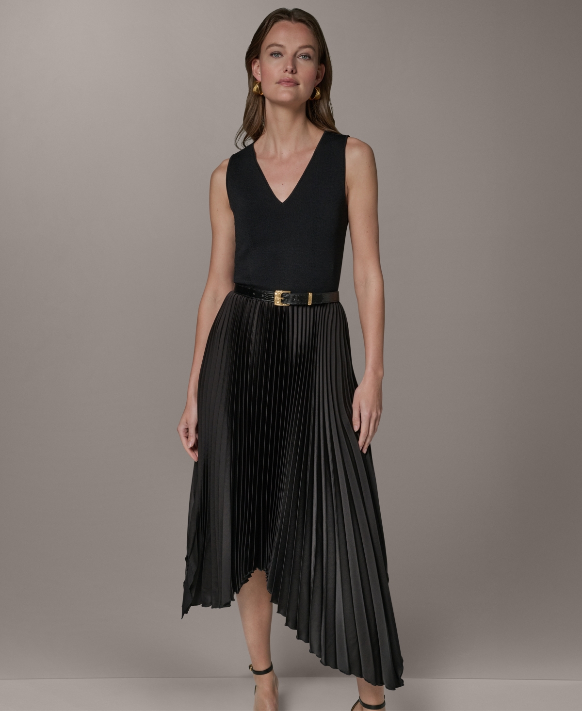 Donna Karan New York Women’s V-Neck Dress – Black