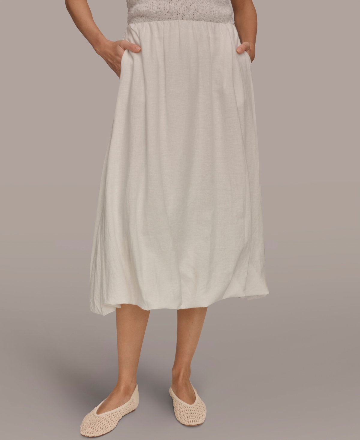 Donna Karan Weekend Women’s Midi Bubble Skirt – Cream