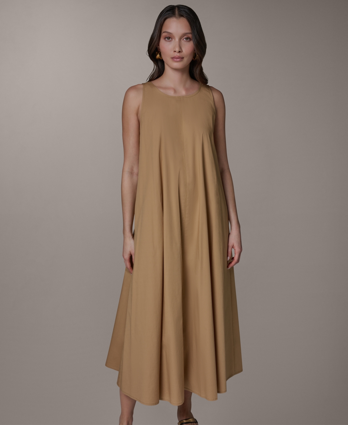 Donna Karan Weekend Women’s Sleeveless Halter Tie Back Maxi Dress – Fawn