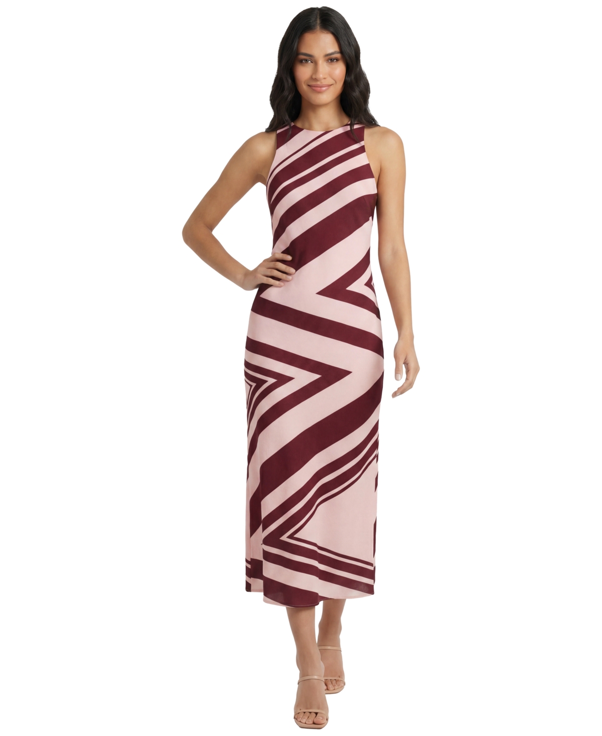 Donna Morgan Women’s Printed Sleeveless Midi Dress – Cream/Brown
