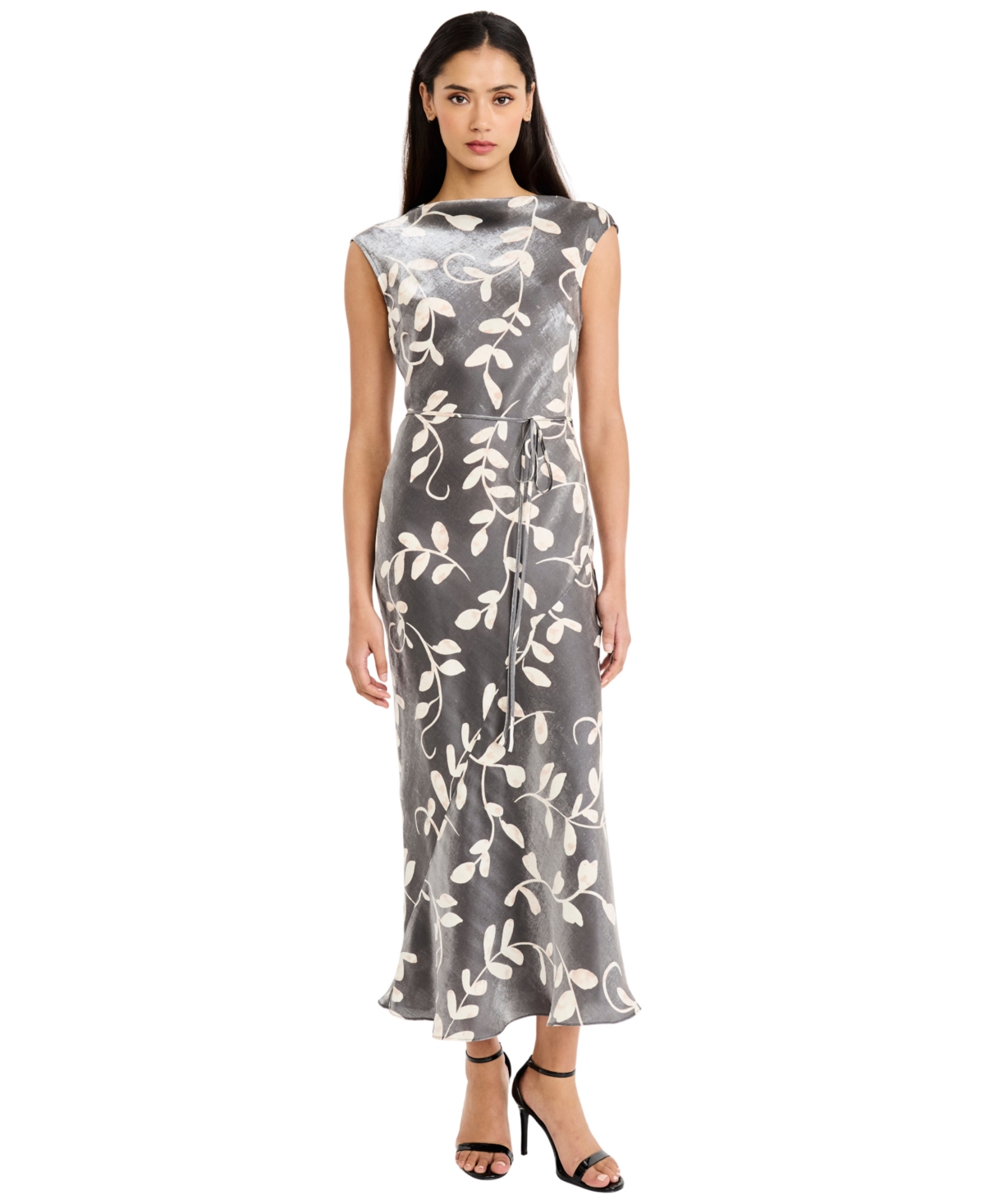 Donna Morgan Women’s Sleeveless Printed Midi Dress – Black/Tan Donna Morgan Women’s Sleeveless Printed Midi Dress – Black/Tan