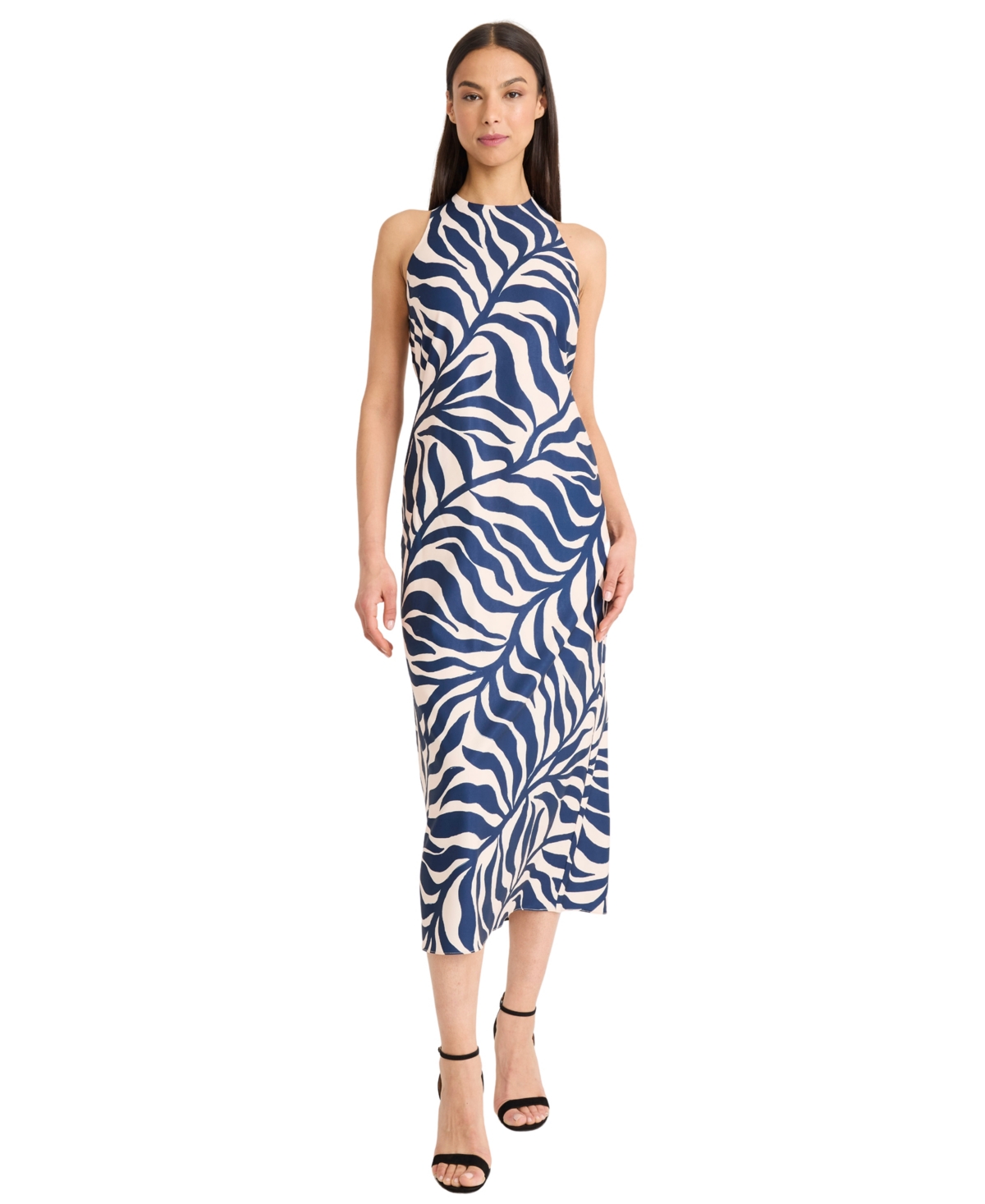 Donna Morgan Women’s Sleeveless Printed Midi Dress – Blue/white Donna Morgan Women’s Sleeveless Printed Midi Dress – Blue/white
