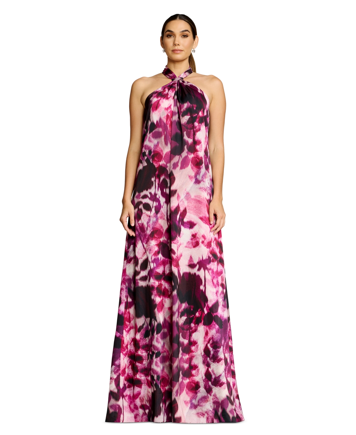 Dress the Population Women’s Gathered Halter Neck Maxi Dress – Dark Magenta Multi Dress the Population Women’s Gathered Halter Neck Maxi Dress – Dark Magenta Multi