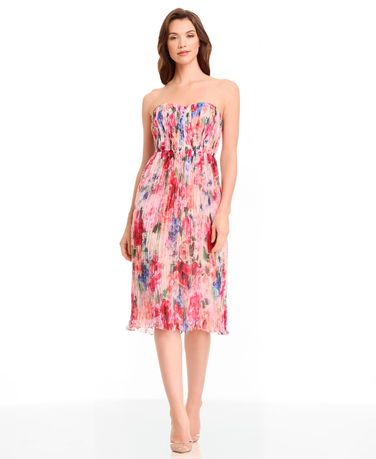 Dress the Population Women’s Tovah Printed Midi Dress – Pink Rose Multi