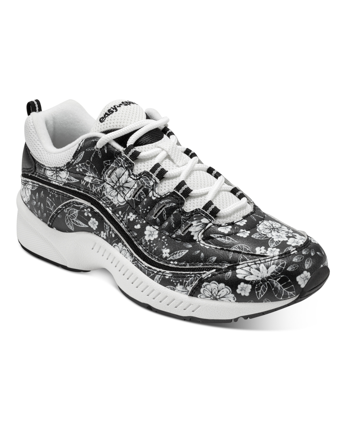 Easy Spirit Women’s Romy Lightweight Easy-On Walking Shoes – Black/White Floral