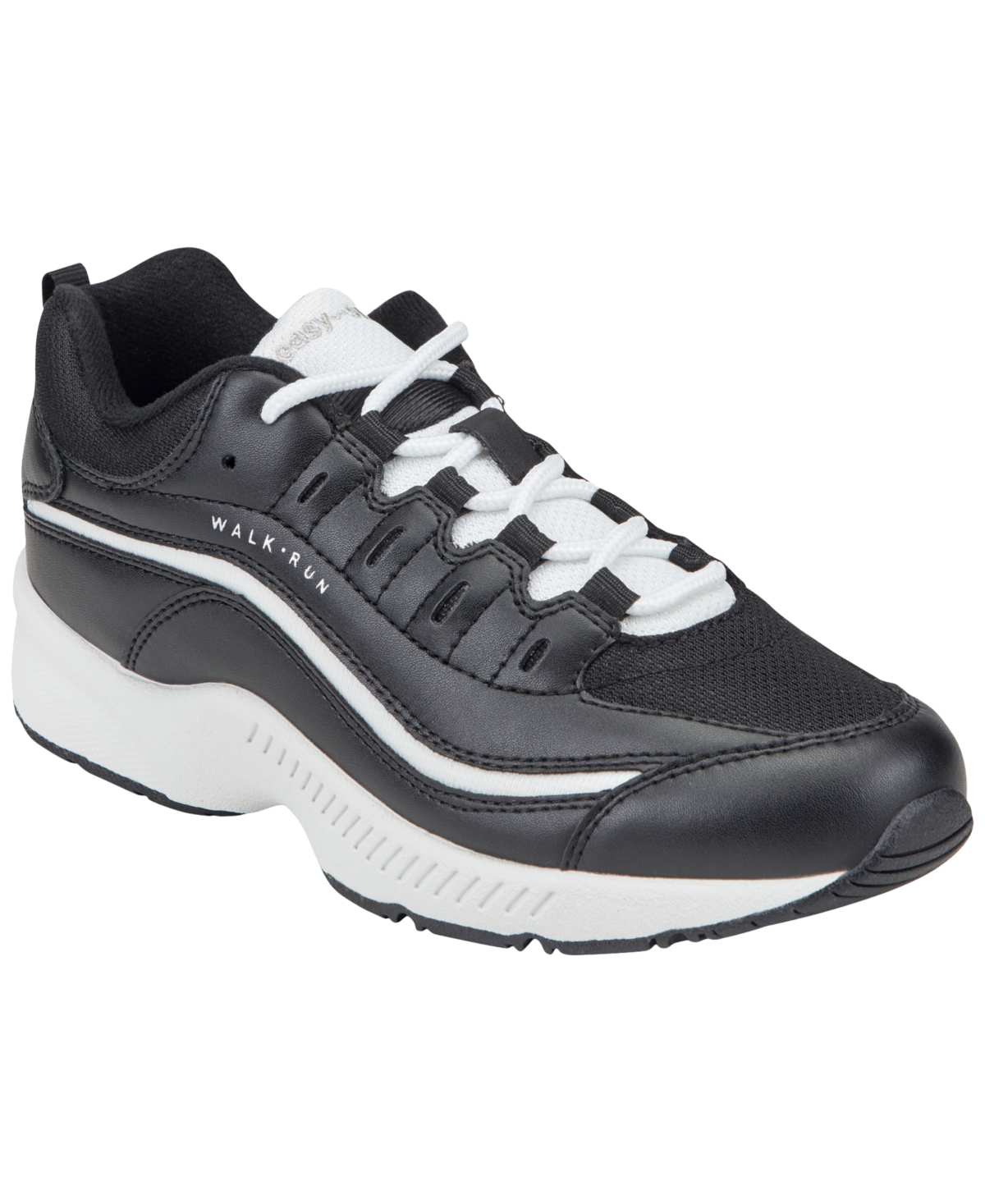 Easy Spirit Women’s Romy Lightweight Easy-On Walking Shoes – Black/White Leather Easy Spirit Women’s Romy Lightweight Easy-On Walking Shoes – Black/White Leather