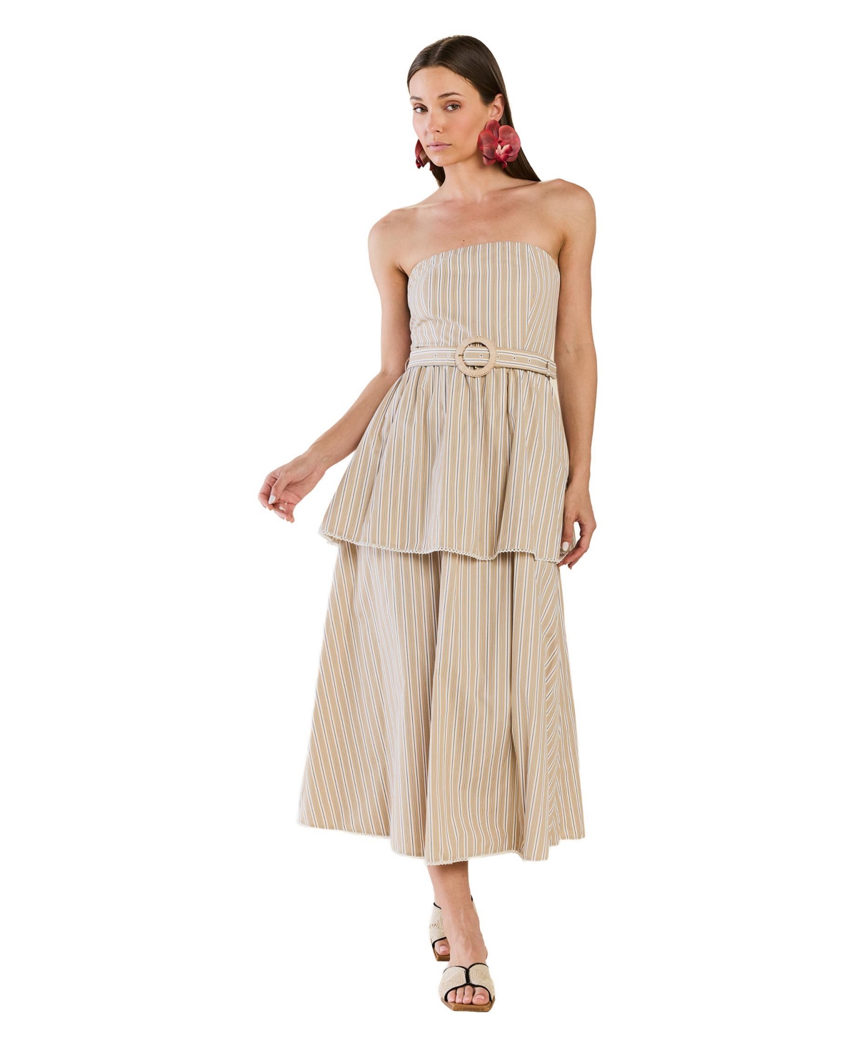 Eddy Women’s Strapless Daisy Dress x Sadie Loving – Sand stripe