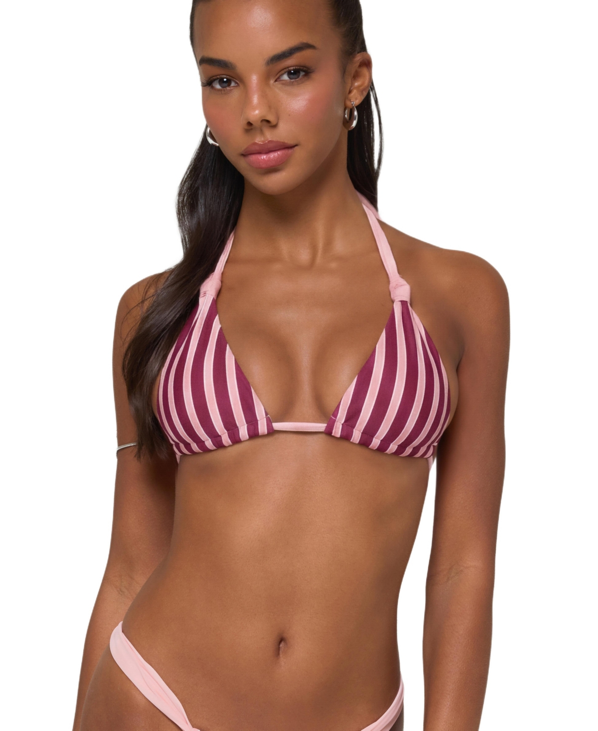 Edikted Women’s Esmer Knotted Striped Bikini Top – Pink Edikted Women’s Esmer Knotted Striped Bikini Top – Pink