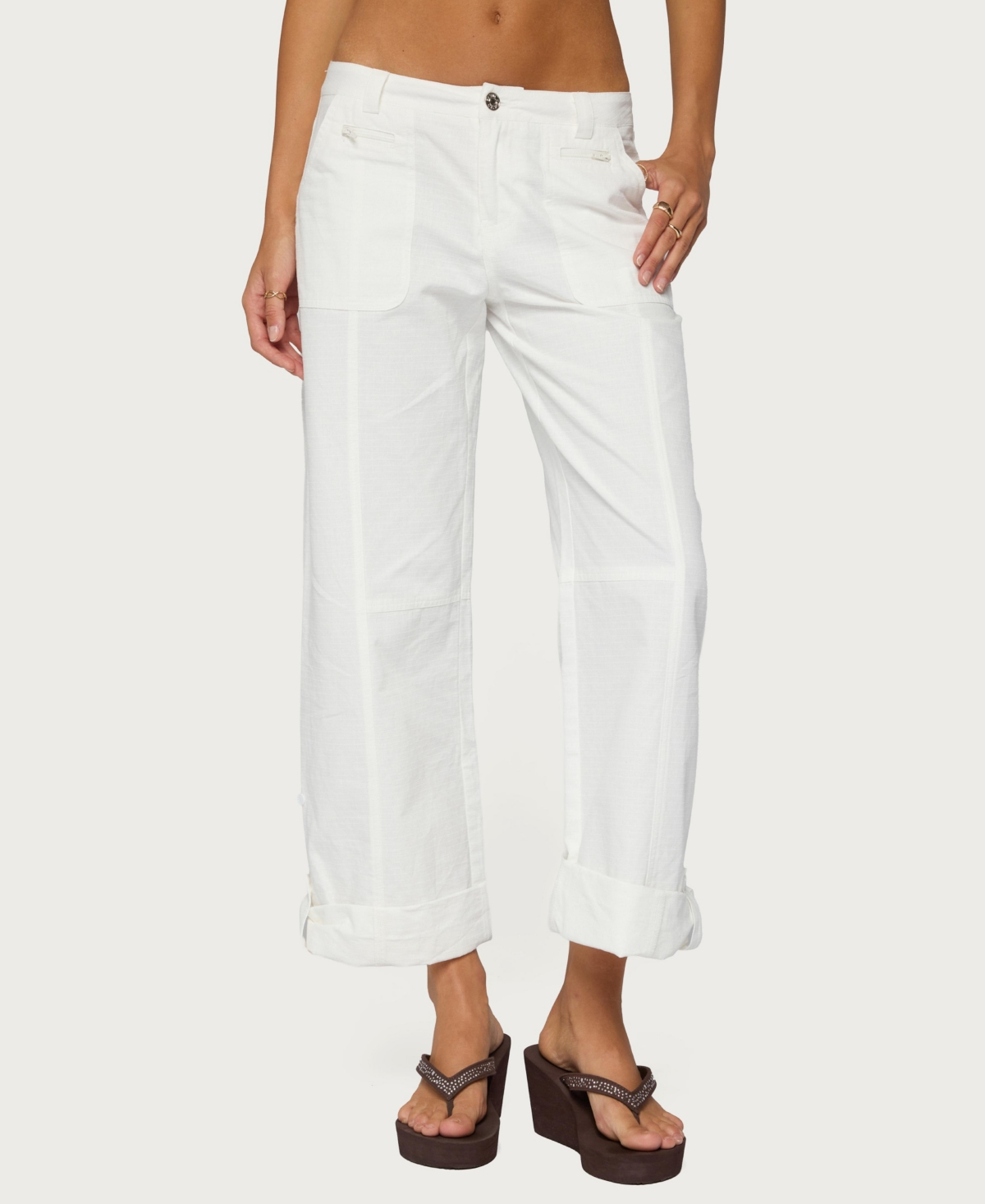 Edikted Women’s Odettia Sheer Cotton Pants – White Edikted Women’s Odettia Sheer Cotton Pants – White