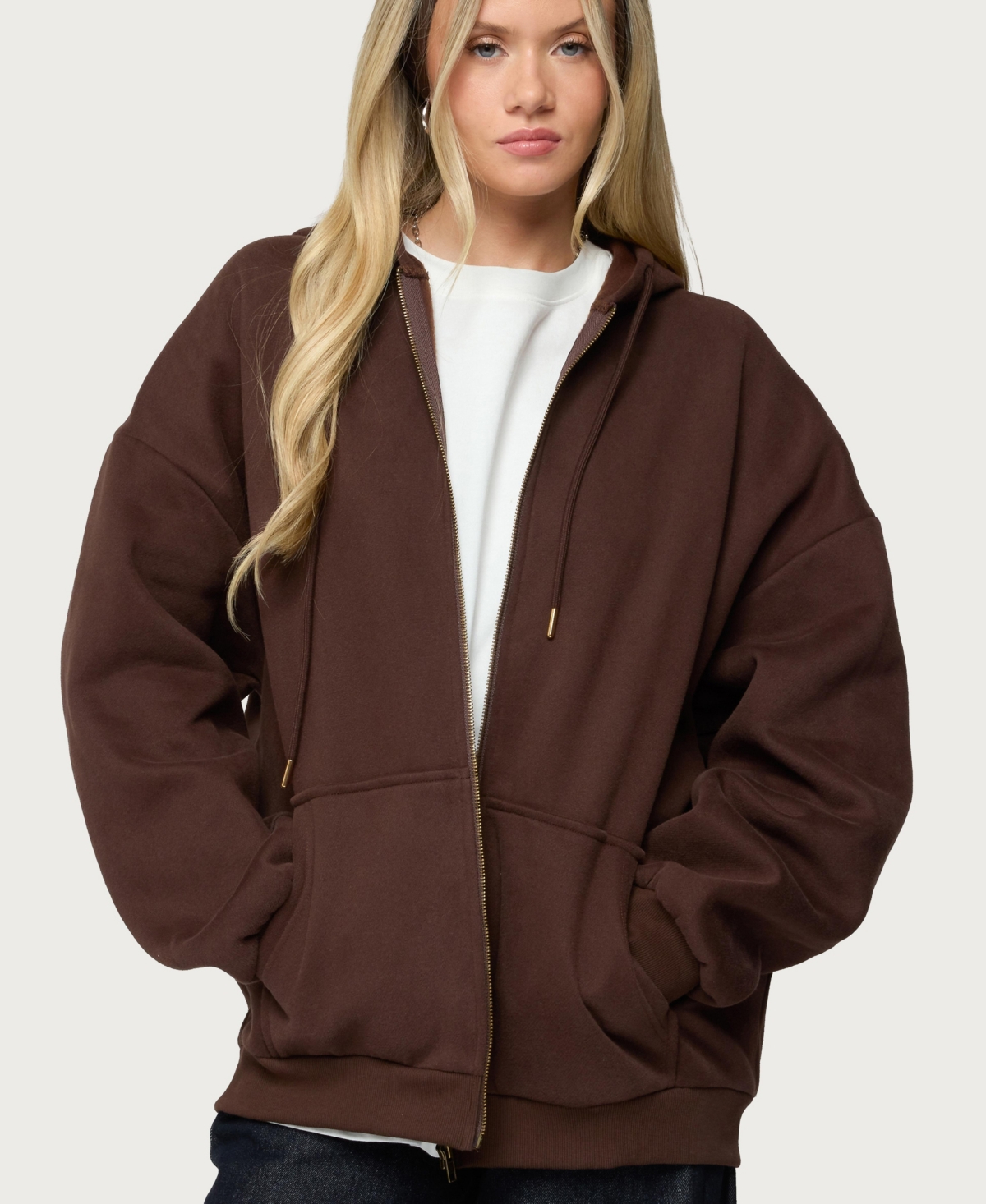 Edikted Women’s Polyester Cotton Elvie Oversized Hoodie – Brown
