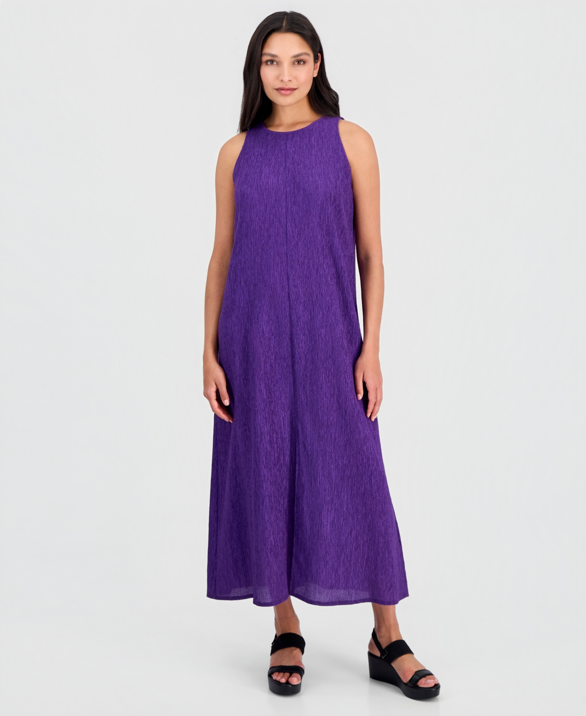 Eileen Fisher Women’s Round-Neck Side-Slit Maxi Dress – Afvlt