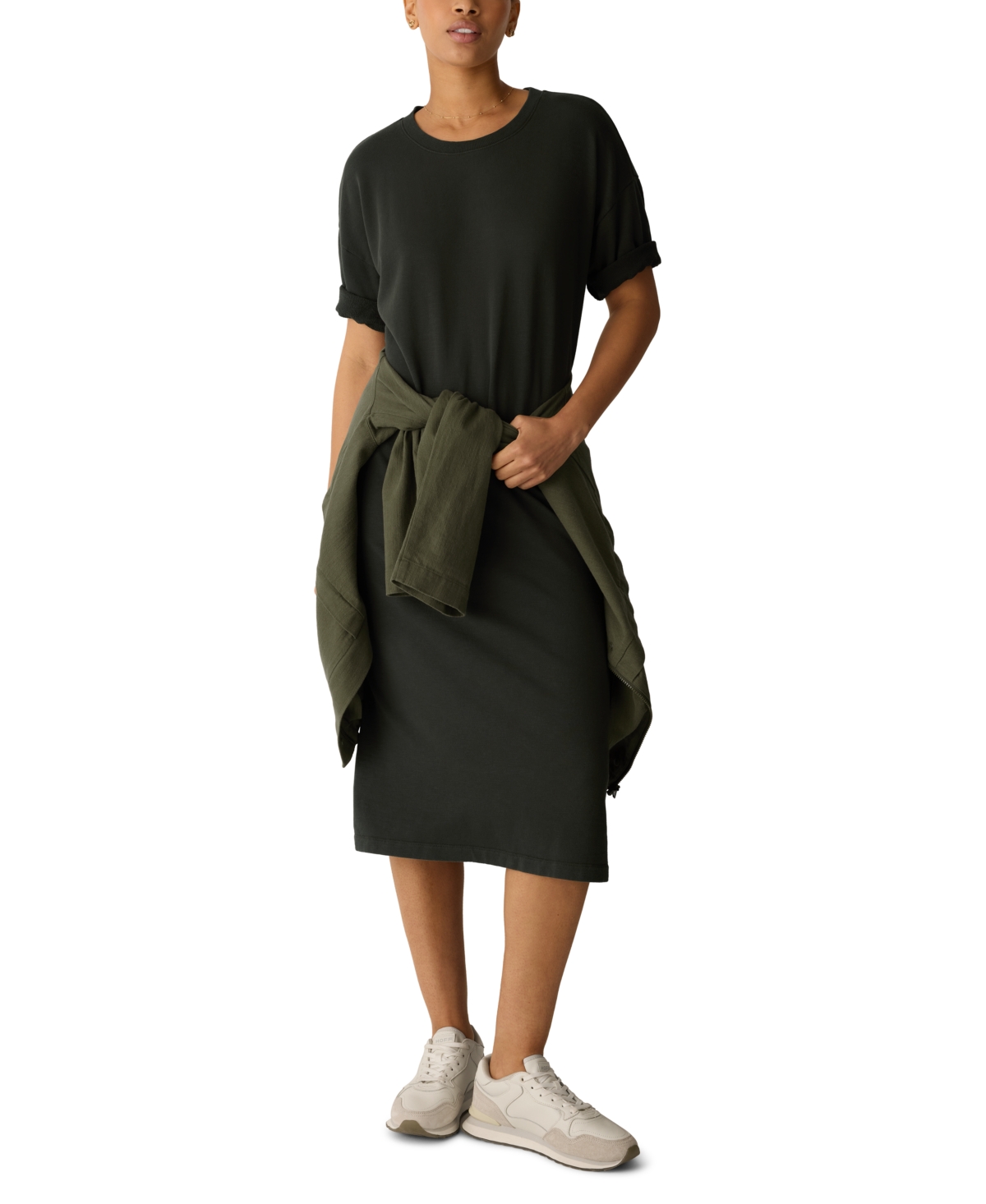 Eileen Fisher Women’s Side Slit Crewneck Dress – Seaweed Eileen Fisher Women’s Side Slit Crewneck Dress – Seaweed