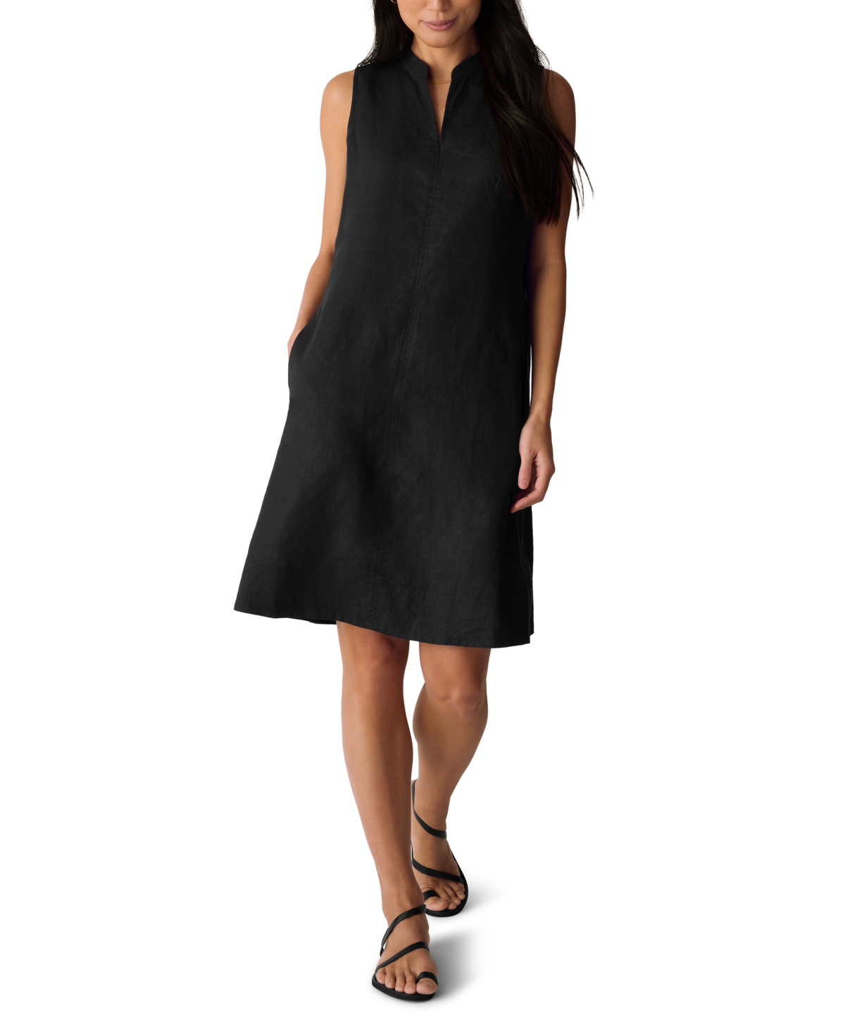 Eileen Fisher Women’s Sleeveless Split Collar Dress – Black Eileen Fisher Women’s Sleeveless Split Collar Dress – Black