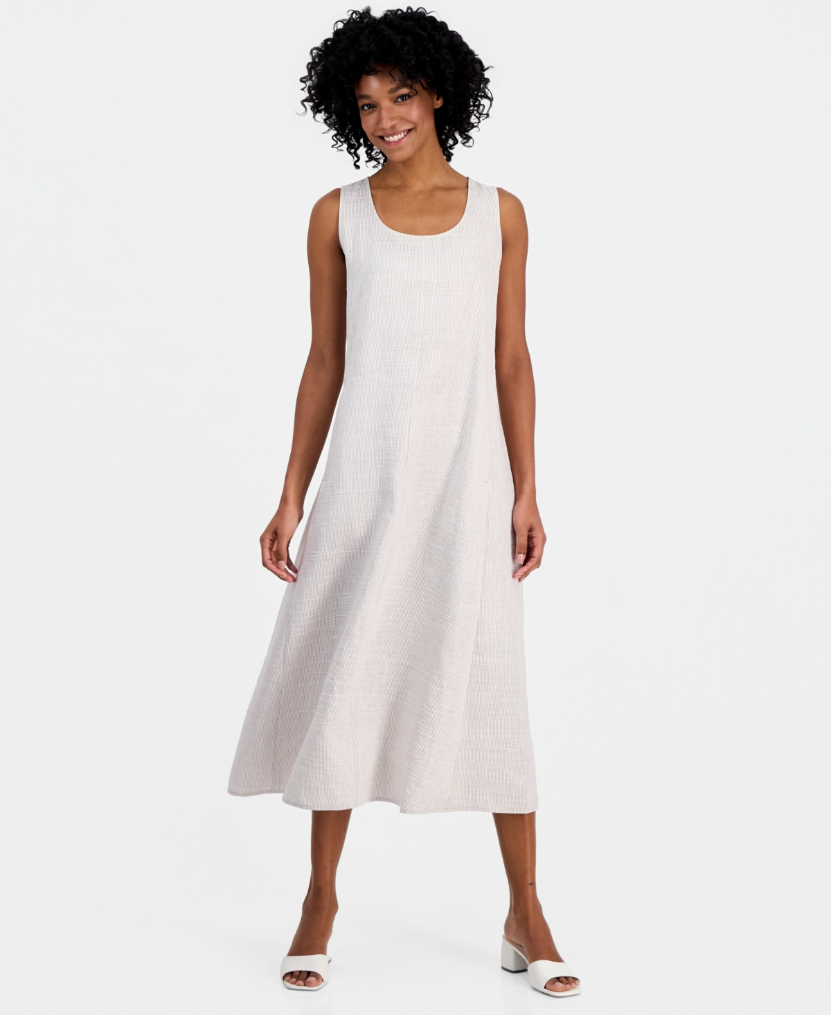 Eileen Fisher Women’s Striped Sleeveless Scoop-Neck Dress – Wheat Eileen Fisher Women’s Striped Sleeveless Scoop-Neck Dress – Wheat