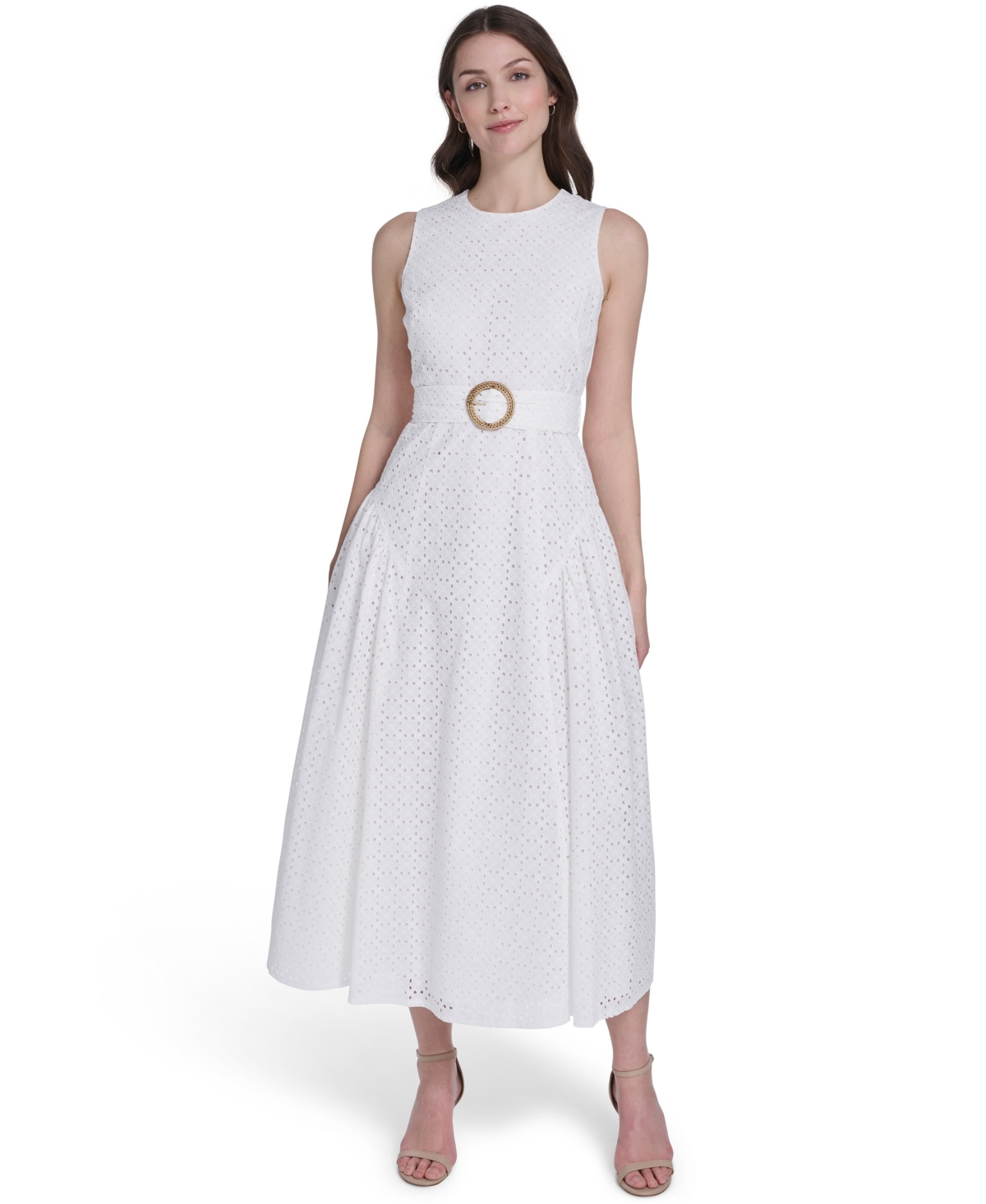 Eliza J Women’s Jewel Neck Midi Dress – Ivory white