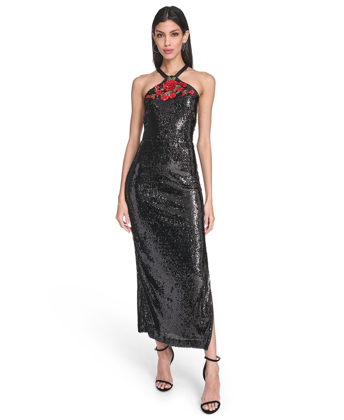 Eliza J Women’s Social Sequined Halter Neck Dress – Black Eliza J Women’s Social Sequined Halter Neck Dress – Black