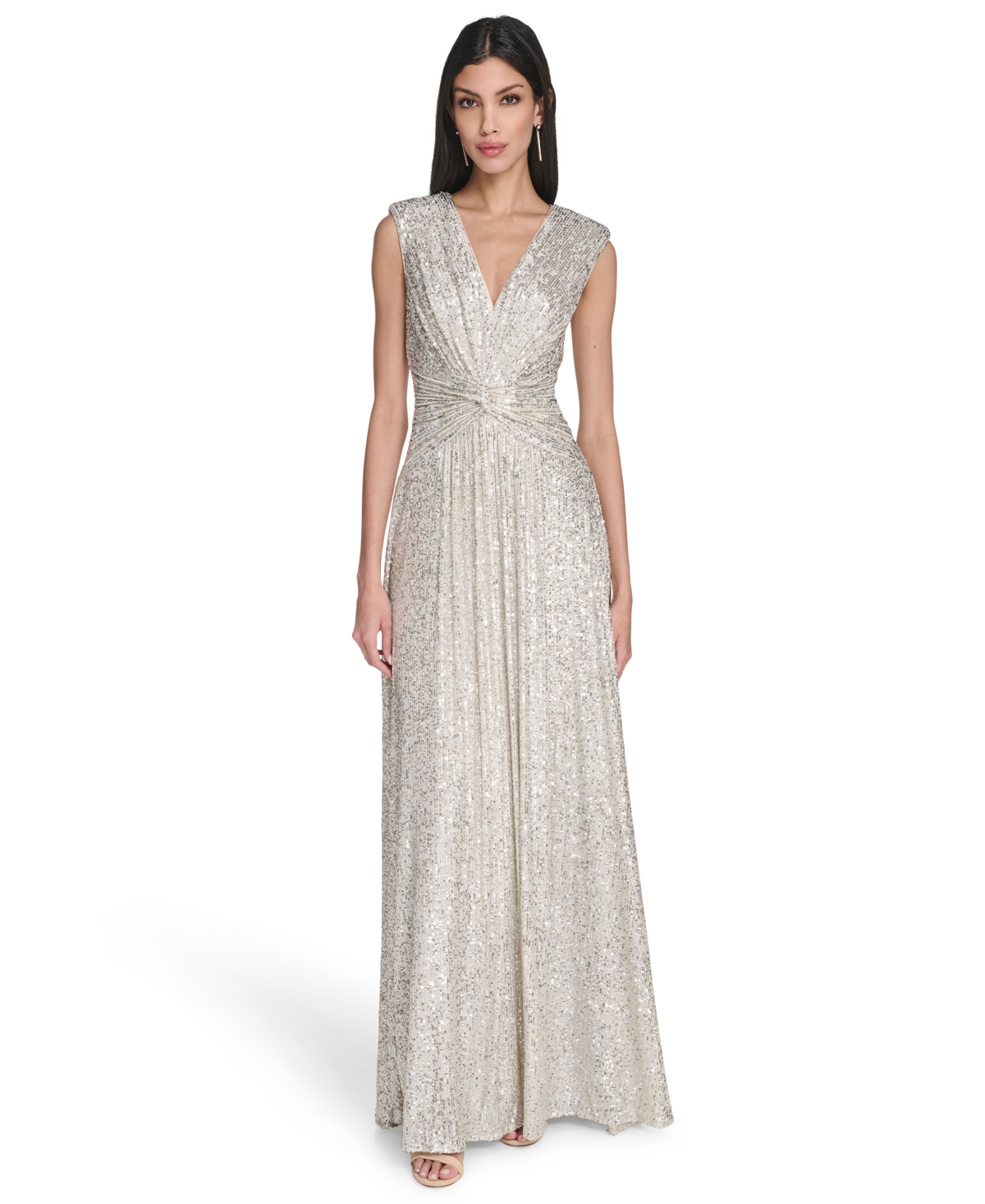 Eliza J Women’s Social Sequined V-Neck Dress – Silver Eliza J Women’s Social Sequined V-Neck Dress – Silver