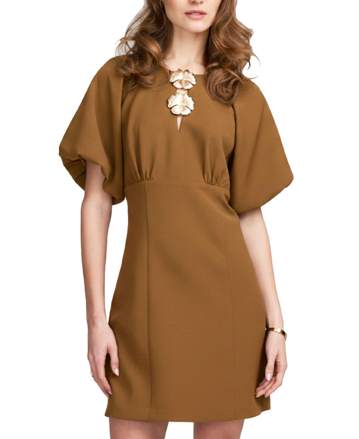 Elle Collection Women’s Balloon Sleeve Dress – Gold Elle Collection Women’s Balloon Sleeve Dress – Gold