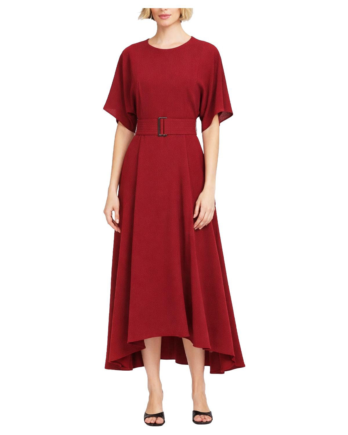 Elle Collection Women’s Belted Midi Dress – Wine Elle Collection Women’s Belted Midi Dress – Wine