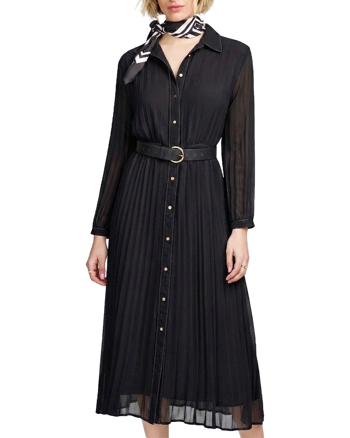 Elle Collection Women’s Woven Pleated Dress – Black Elle Collection Women’s Woven Pleated Dress – Black