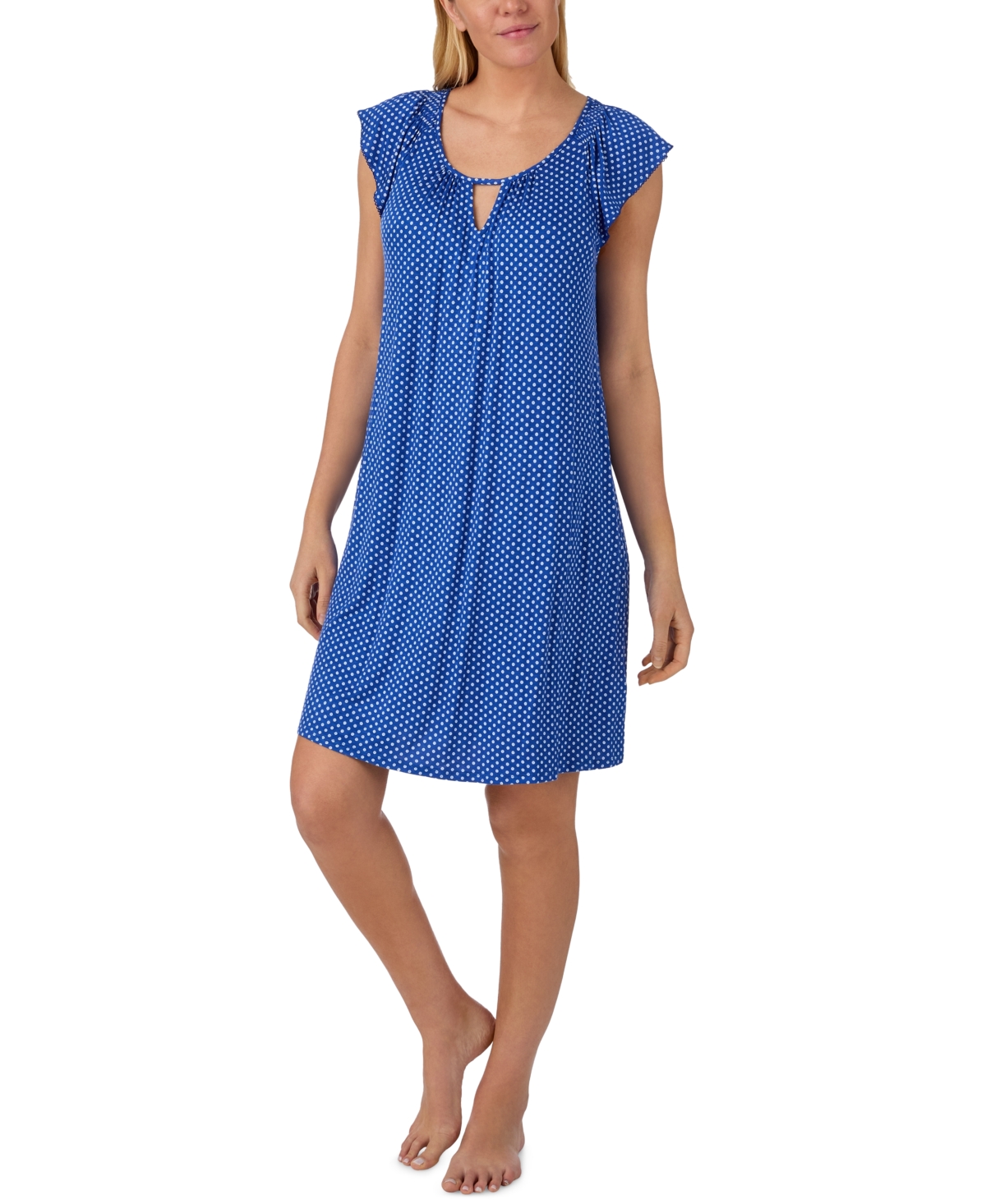 Ellen Tracy Women’s Scoop Neck Short Chemise – Blue Dot