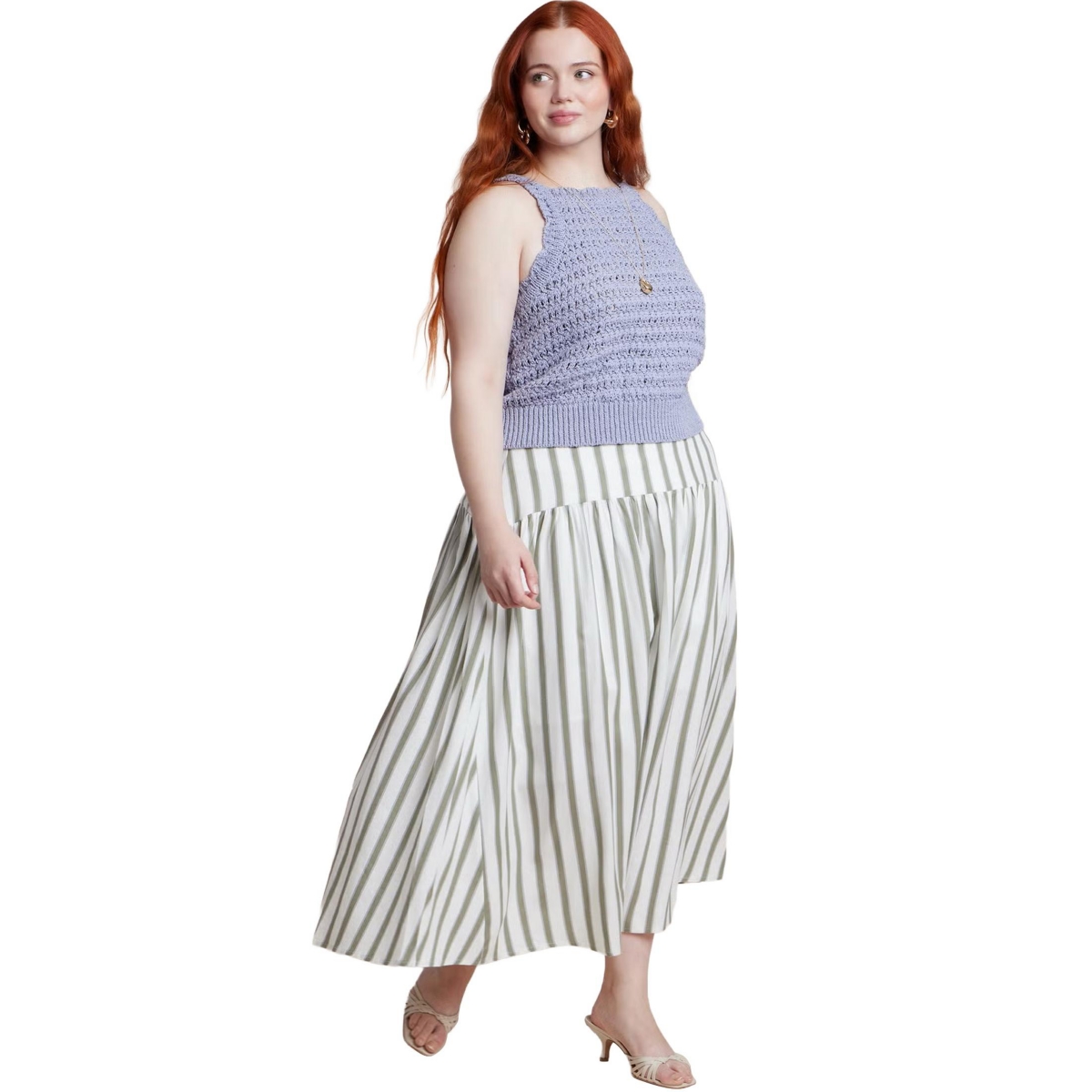 Eloquii Women’s Drop Waist Striped Linen Skirt – Iguana stripe Eloquii Women’s Drop Waist Striped Linen Skirt – Iguana stripe
