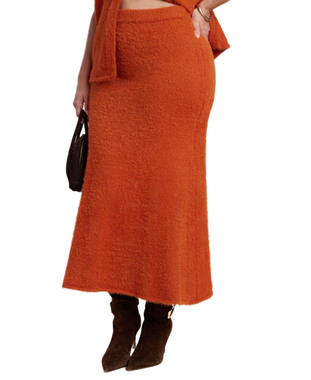 Eloquii Women’s Fuzzy Maxi Sweater Skirt – Orange bronze Eloquii Women’s Fuzzy Maxi Sweater Skirt – Orange bronze
