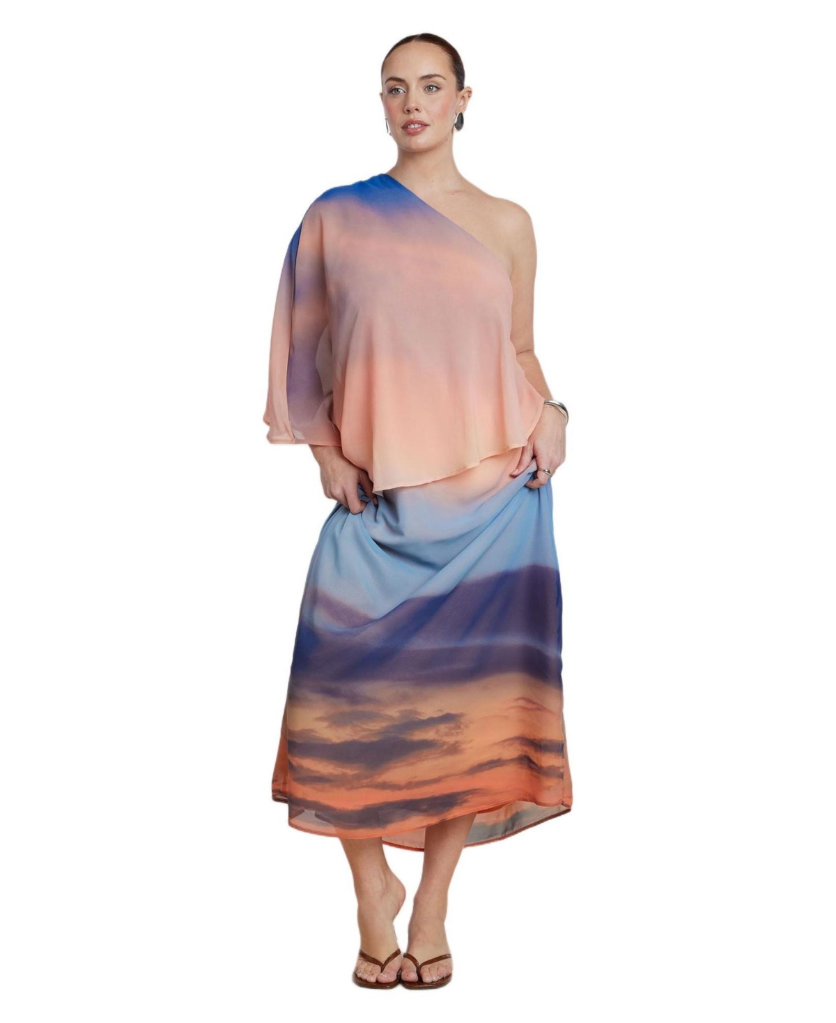 Eloquii Women’s Printed Cape Maxi Dress – After dusk Eloquii Women’s Printed Cape Maxi Dress – After dusk
