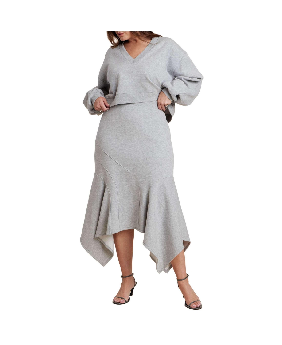 Eloquii Women’s Seam Detail Trumpet French Terry Skirt – Heather grey Eloquii Women’s Seam Detail Trumpet French Terry Skirt – Heather grey
