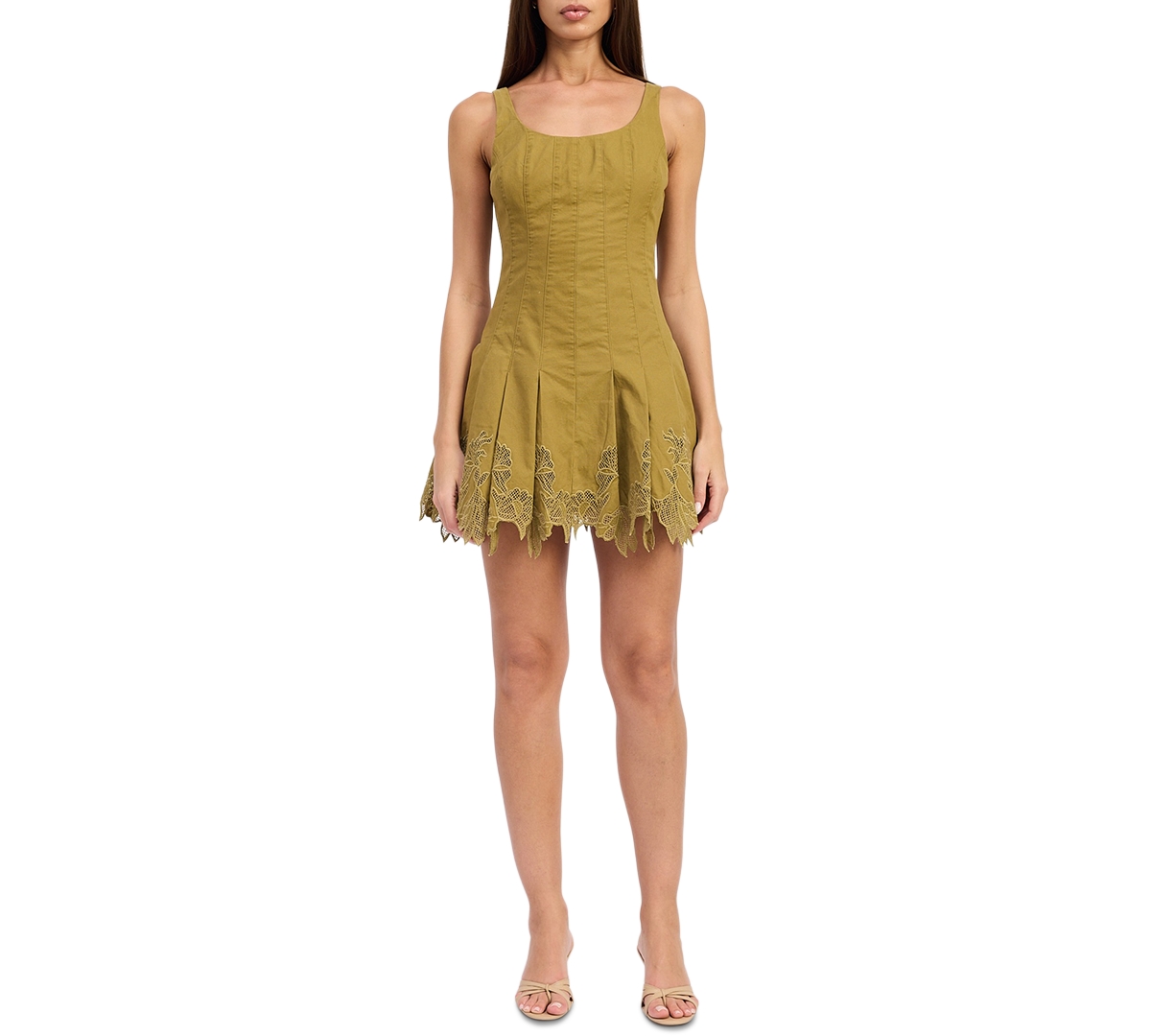 En Saison Women’s Elin Embroidered Sleeveless Mini Dress – Olive En Saison Women’s Elin Embroidered Sleeveless Mini Dress – Olive