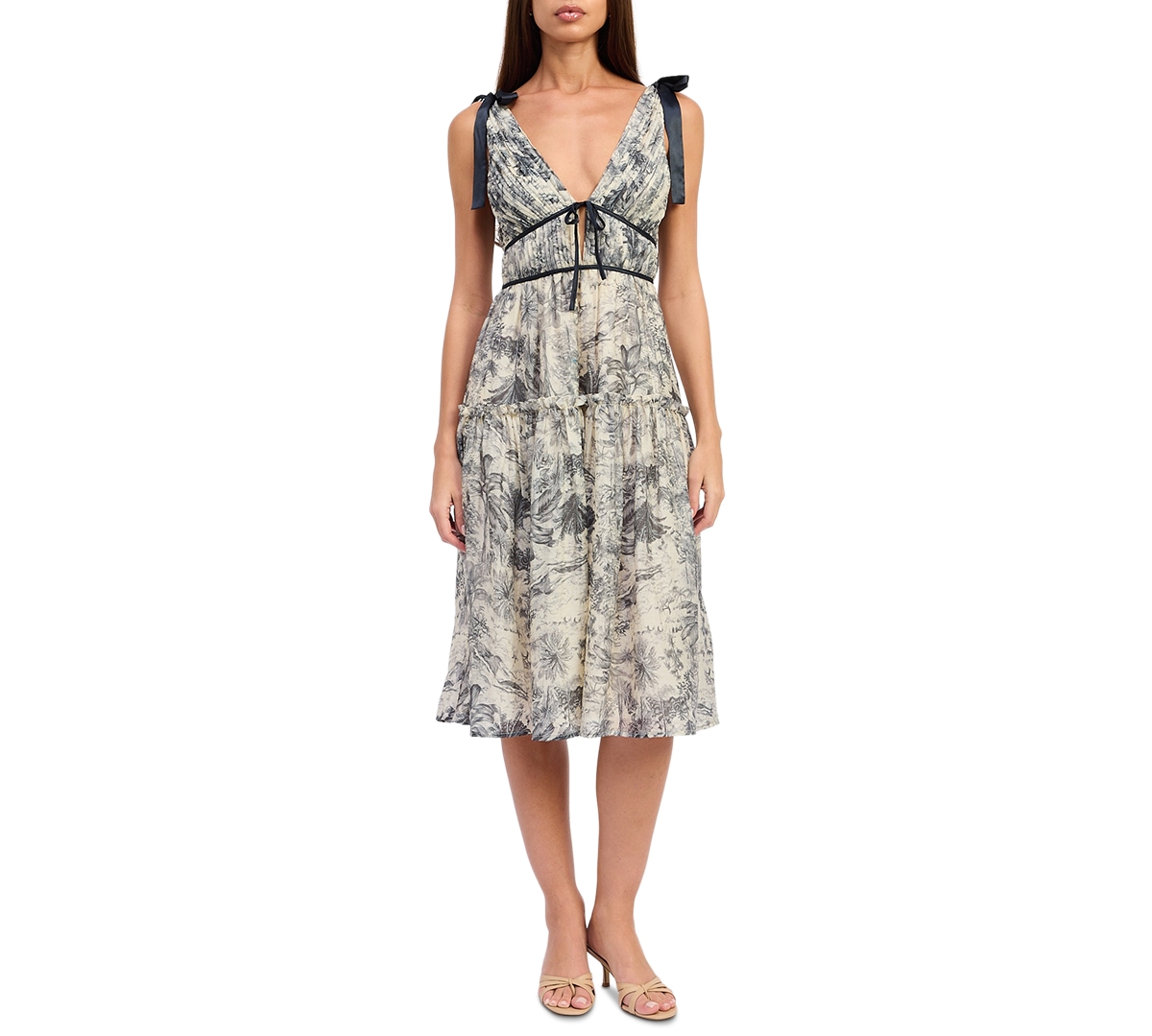 En Saison Women’s Holly Sleeveless Midi Dress – White Slate Blue