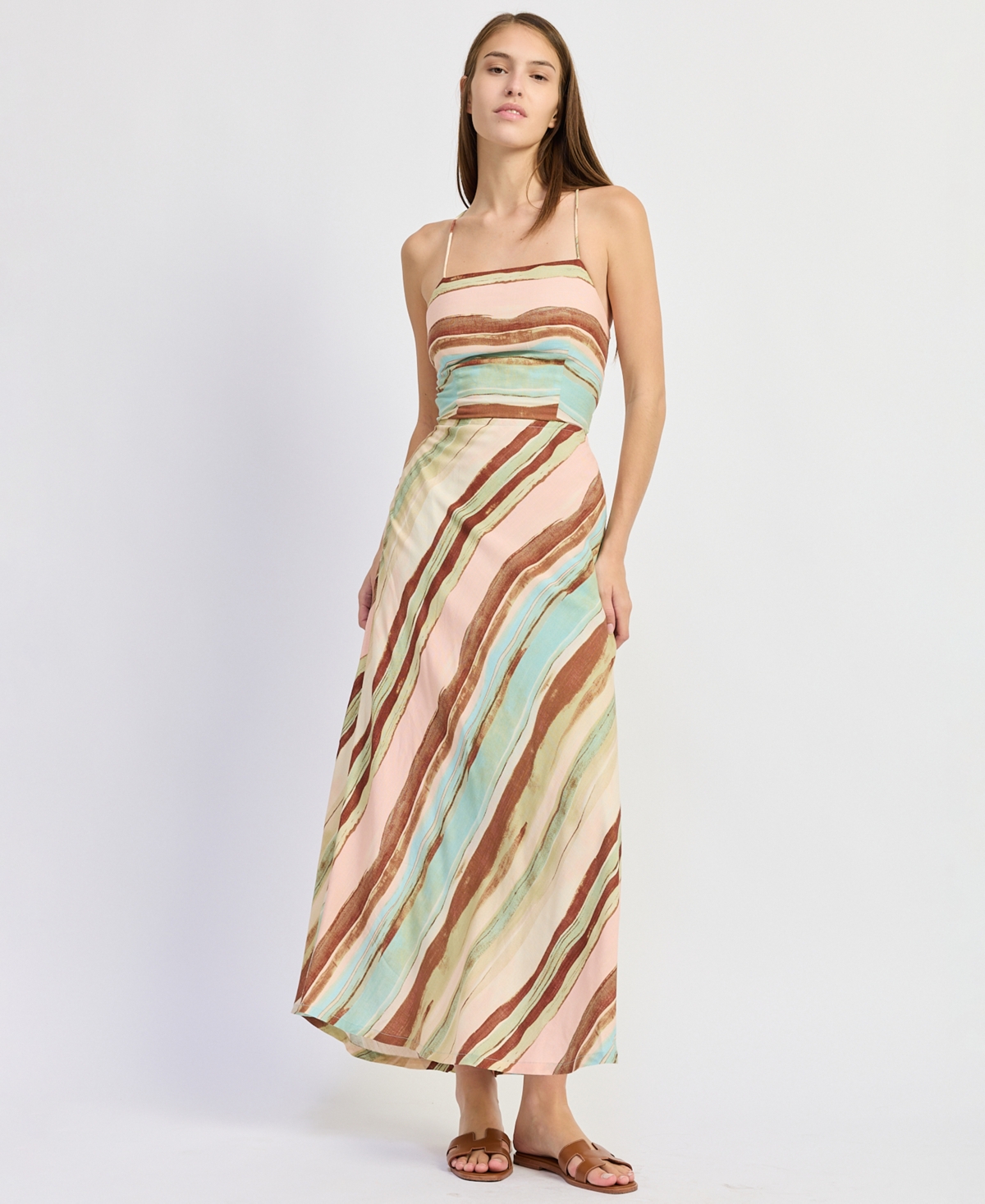 En Saison Women’s Lana Sleeveless Maxi Dress – Blush Brown Blue En Saison Women’s Lana Sleeveless Maxi Dress – Blush Brown Blue