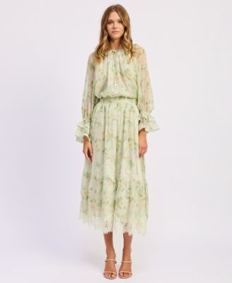 En Saison Womens Paloma Crewneck Blouse Maxi Skirt En Saison Womens Paloma Crewneck Blouse Maxi Skirt