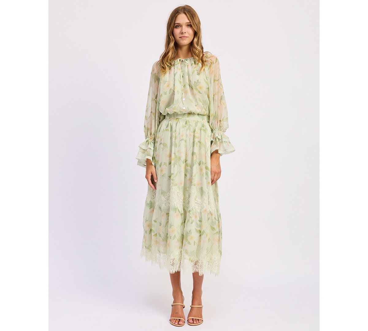 En Saison Women’s Paloma Maxi Skirt – Sage Pink Yellow En Saison Women’s Paloma Maxi Skirt – Sage Pink Yellow