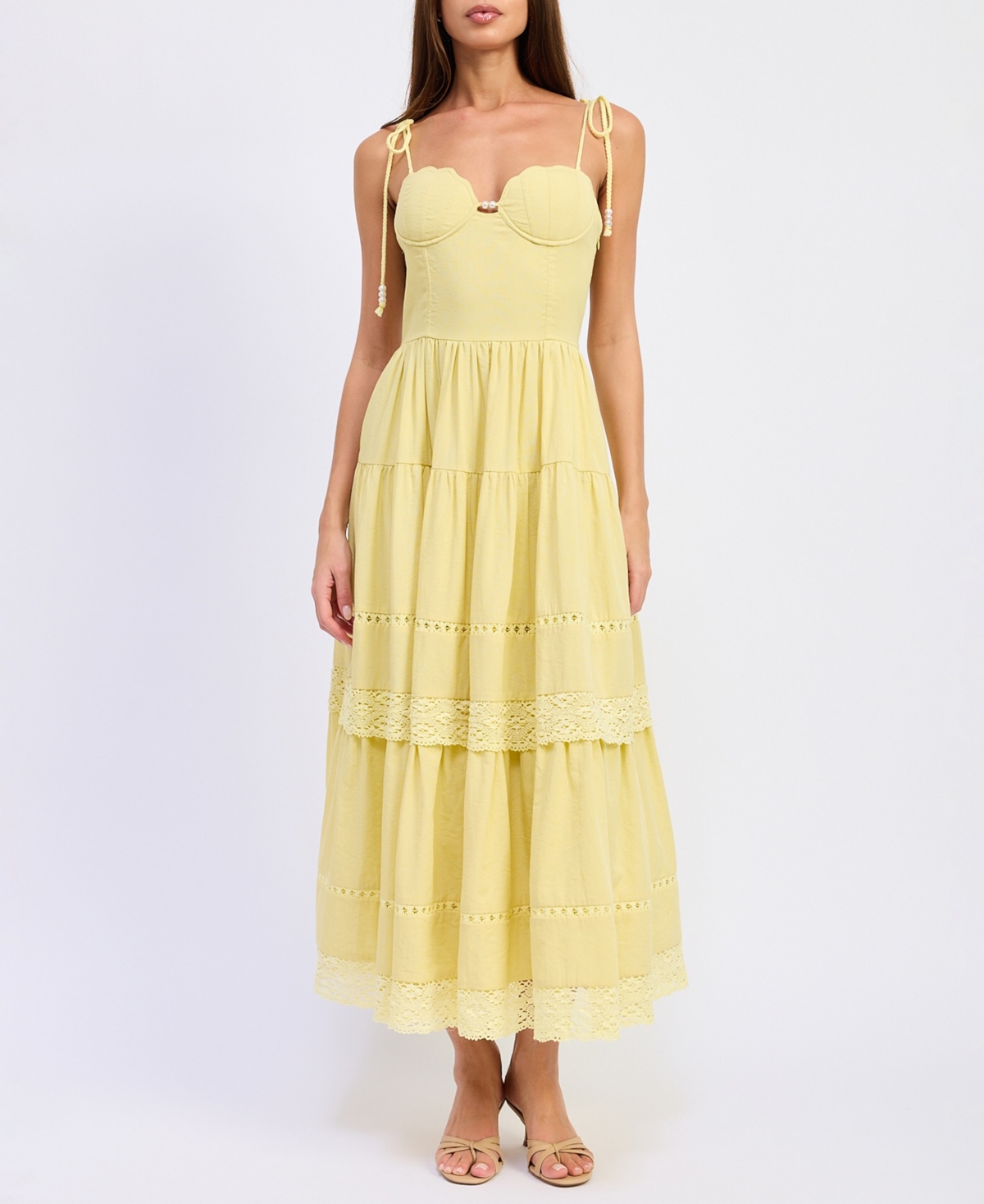 En Saison Women’s Sleeveless Bustier Sweetheart Neck Maxi Dress – Yellow Blue Multi En Saison Women’s Sleeveless Bustier Sweetheart Neck Maxi Dress – Yellow Blue Multi