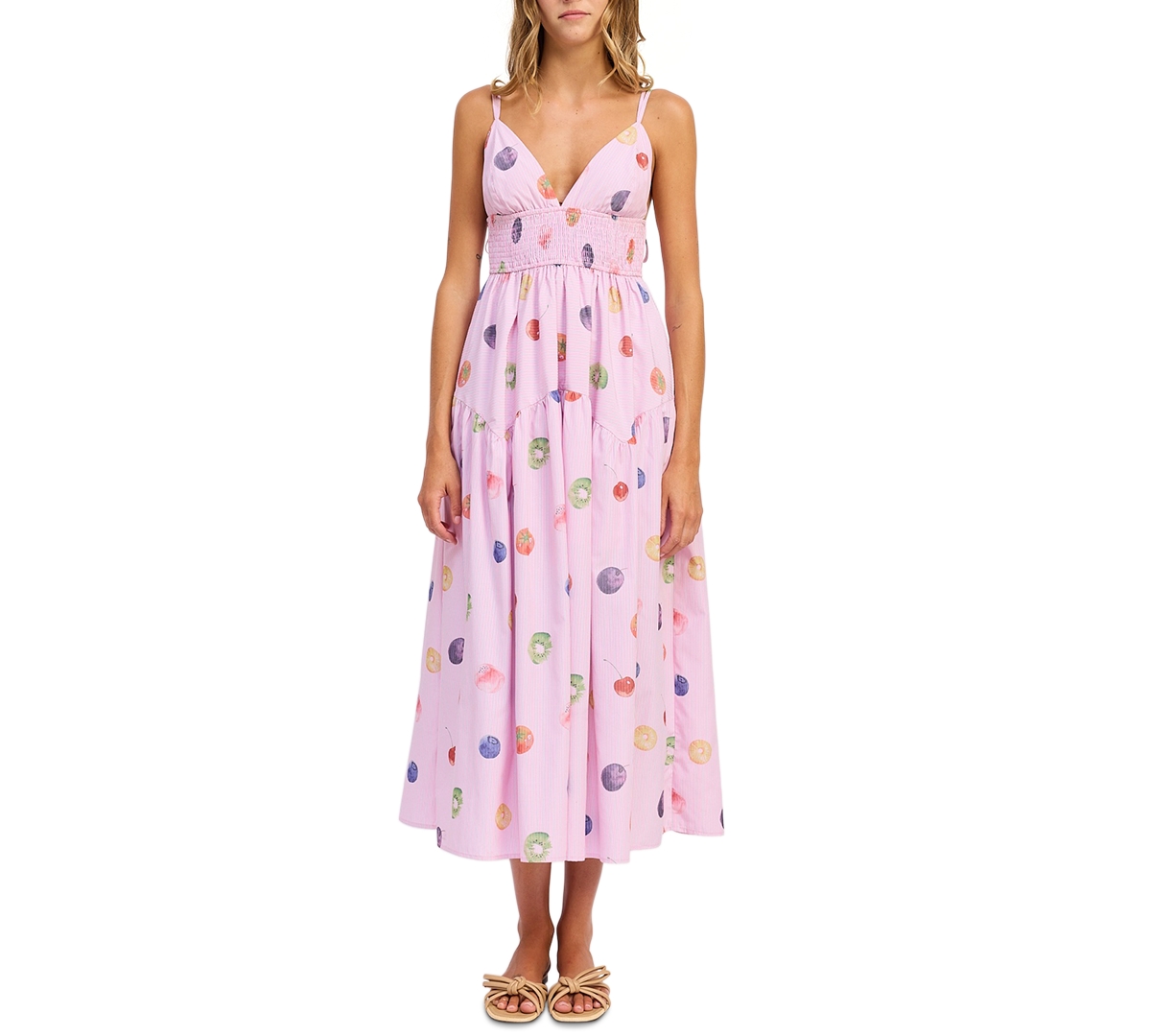 En Saison Women’s V-Neck Fruit Medley Dress – Pink Multi En Saison Women’s V-Neck Fruit Medley Dress – Pink Multi