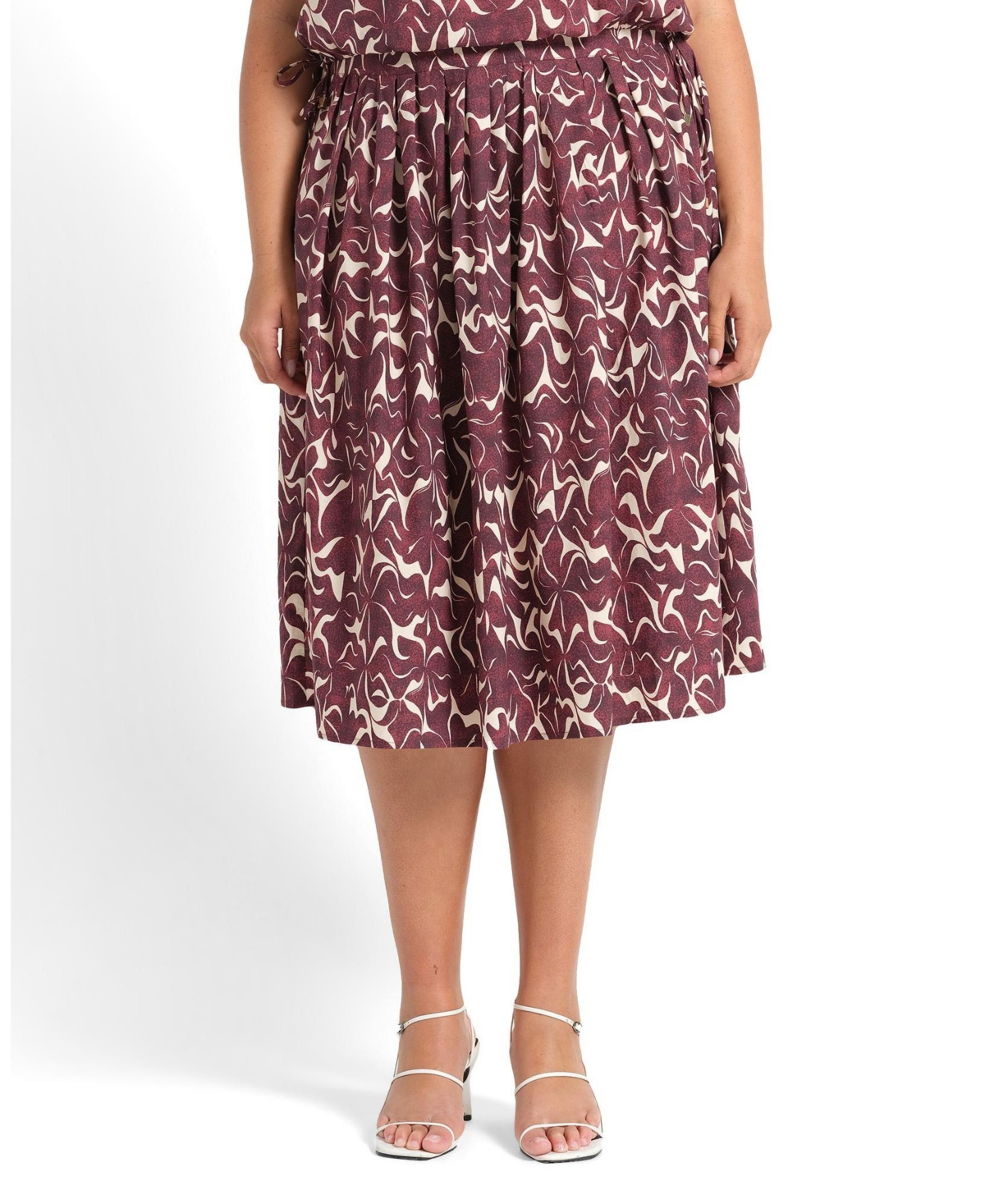 Estelle Women’s Brinley A-line Pleated Print Midi Skirt – Orchid