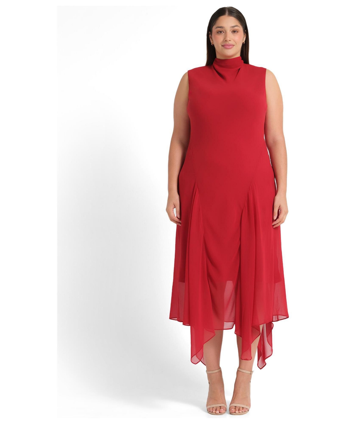 Estelle Women’s Holly Halter Assymetric Sheath Midi Dress – Cranberry Estelle Women’s Holly Halter Assymetric Sheath Midi Dress – Cranberry