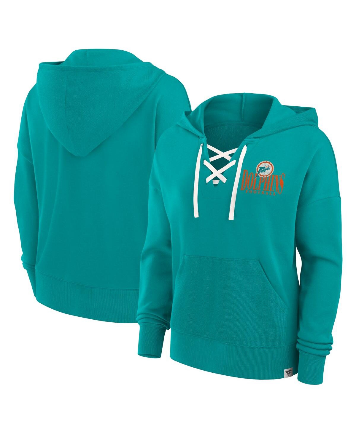 Fanatics Women’s Aqua Miami Dolphins Blitz Left Lace-Up Pullover Hoodie – Aqua Fanatics Women’s Aqua Miami Dolphins Blitz Left Lace-Up Pullover Hoodie – Aqua