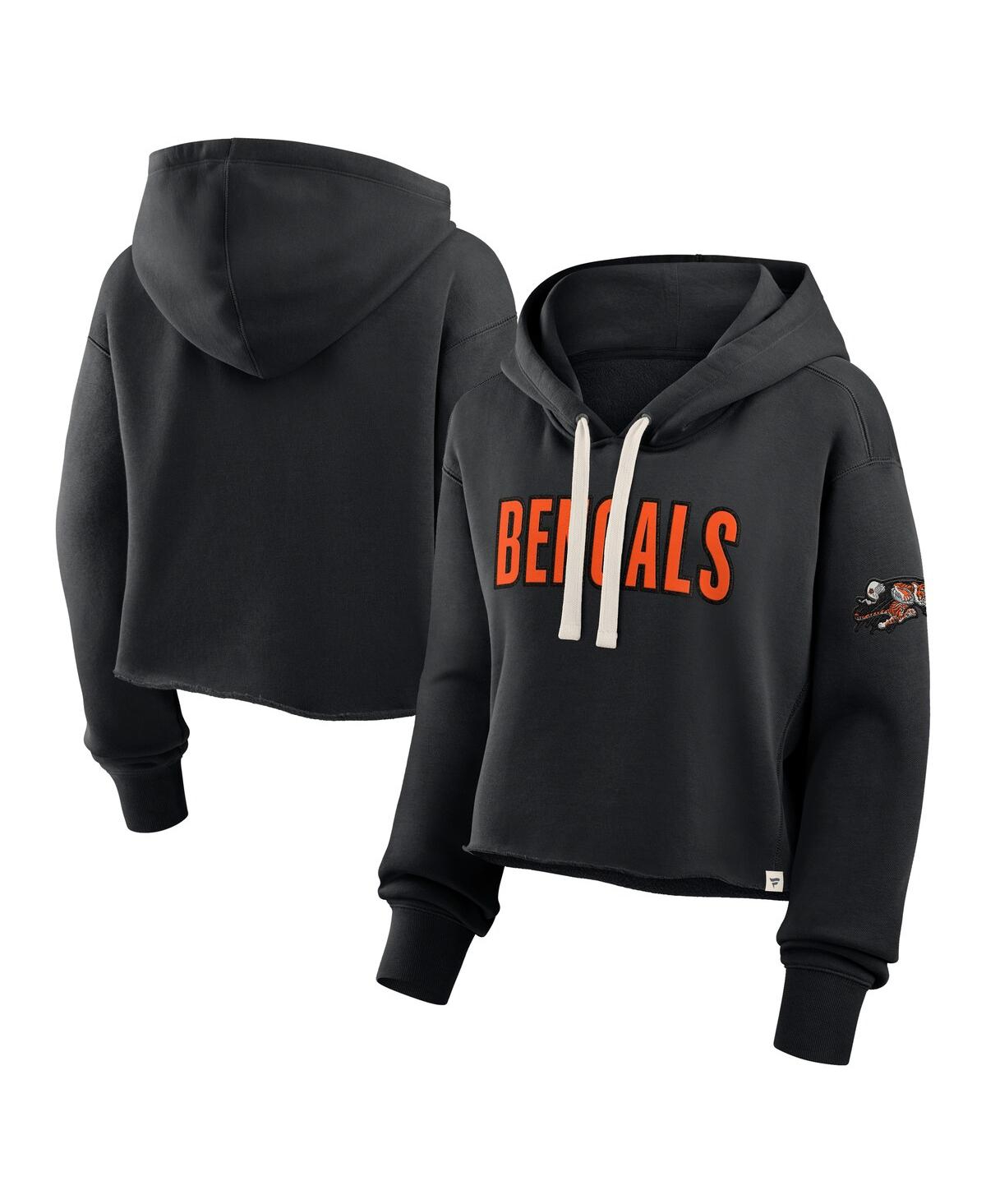 Fanatics Women’s Black Cincinnati Bengals Oversized Hometown Heritage Cropped Hoodie – Black